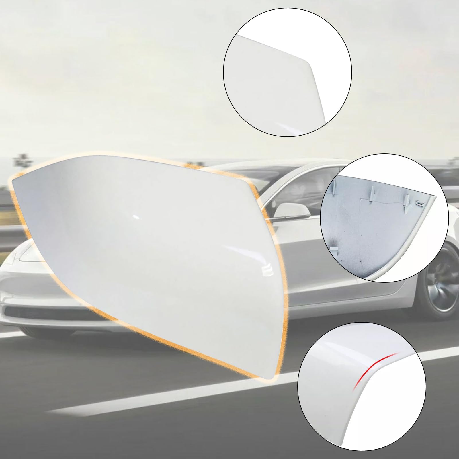 TTCR-II Retroviseur Couvercle Compatibles avec Tesla Model 3 2017-2023 | Coque de Rétroviseur Extérieur pour Model 3 2017 2018 2019 2020 2021 2022 2023 Boîtier Miroir Droite (Blanc Nacré)