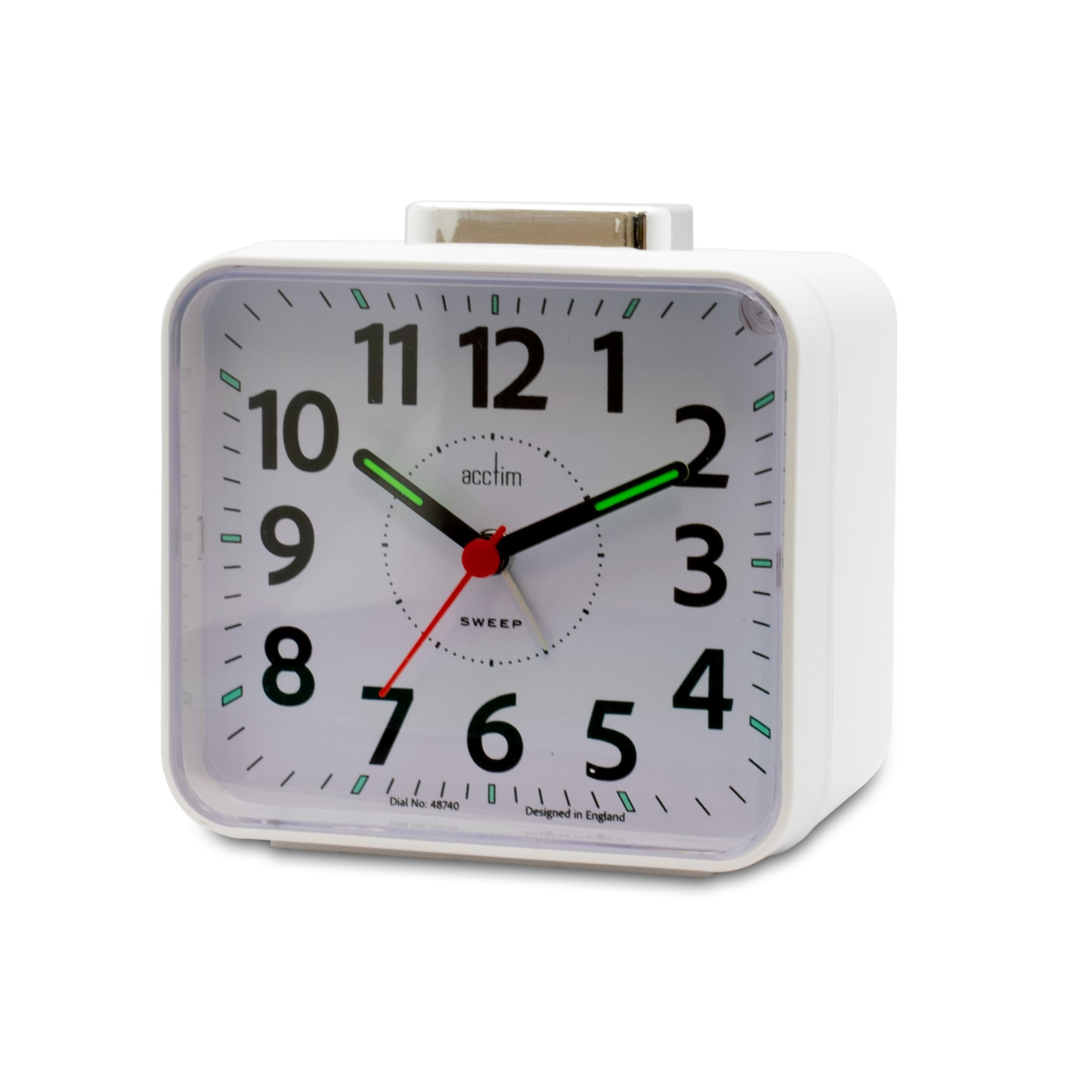 Acctim Parker Non-Ticking Sweep Loud Bell Alarm Clock (White)
