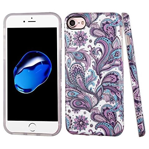 Asmyna Candy Skin Cover for iPhone 7 - Purple European Flowers Cover