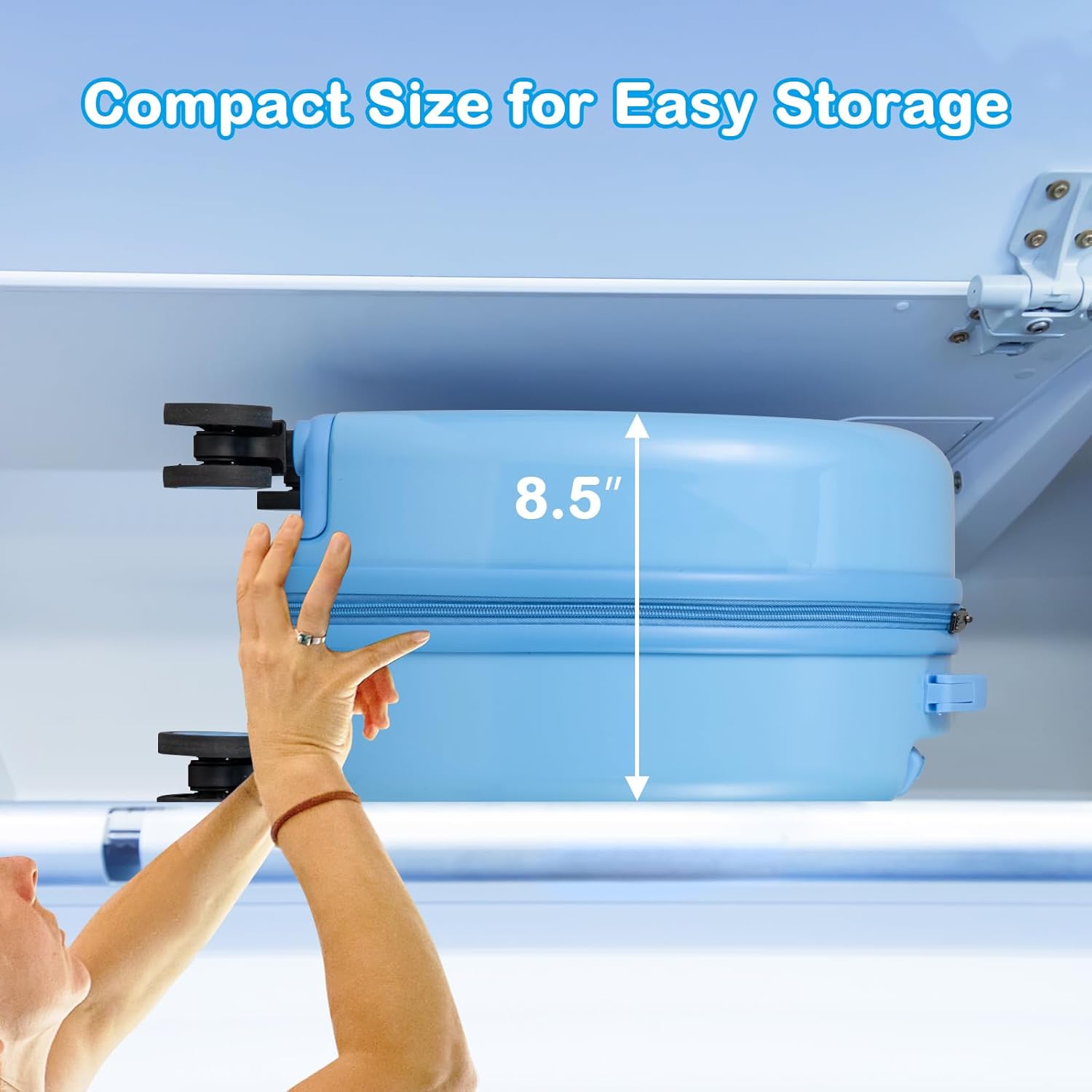 BABY JOY Kids Luggage Set, 4 Pieces 14" Carry On Luggage with Wheels, Hardshell Backpack, Neck Pillow & Name Card for Easy Rolling Travel, Kids Suitcase for Boys & Girls (Blue Mermaid)