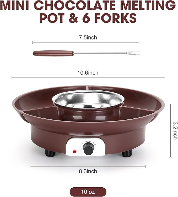 Fuente de Chocolate Eléctrica Mini 10oz con 6 Tenedores miniatura 3