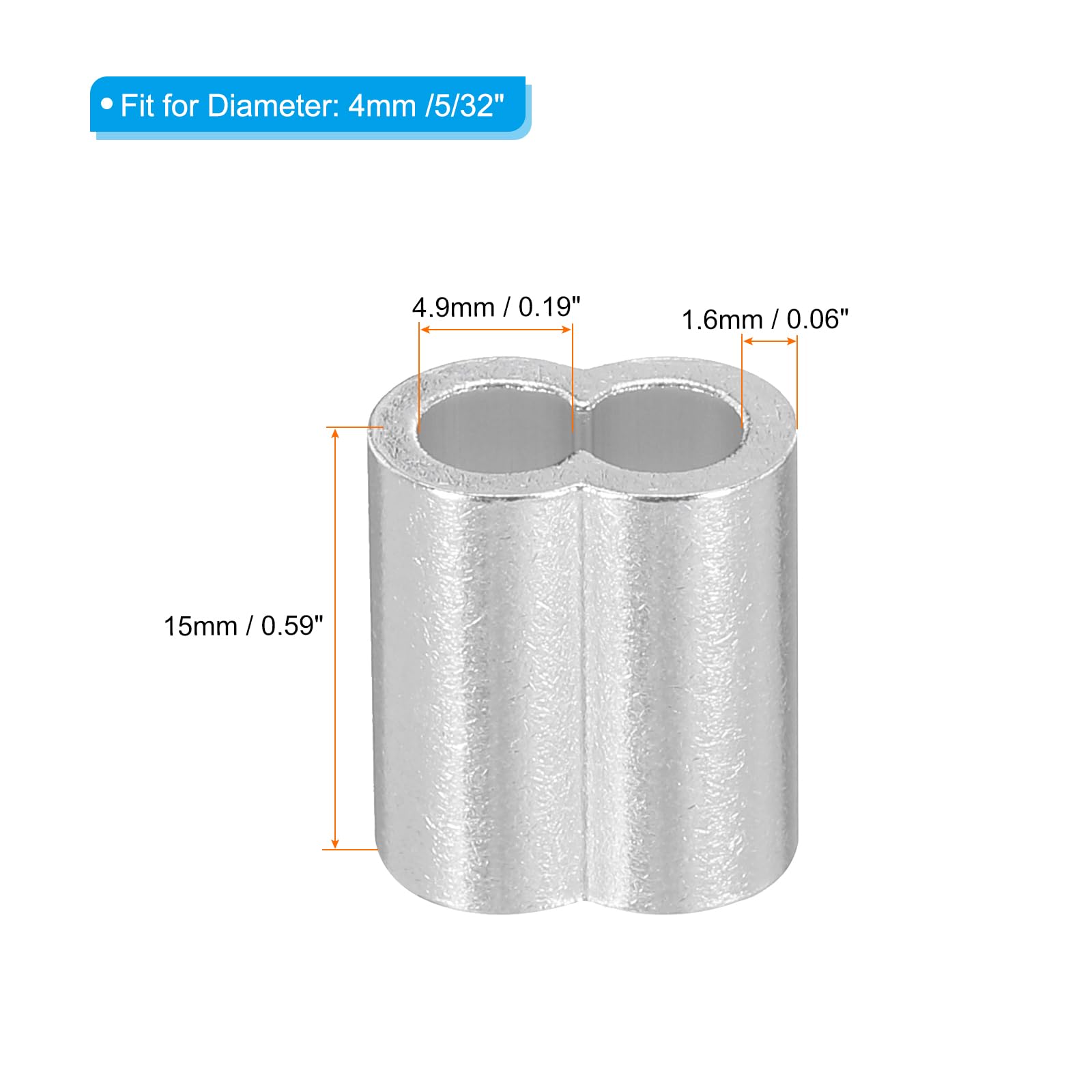 Aluminum Wire Rope Stop Sleeve MECCANIXITY 5/16" (8mm) Crimping Loop Wire Rope Ferrule - View #6