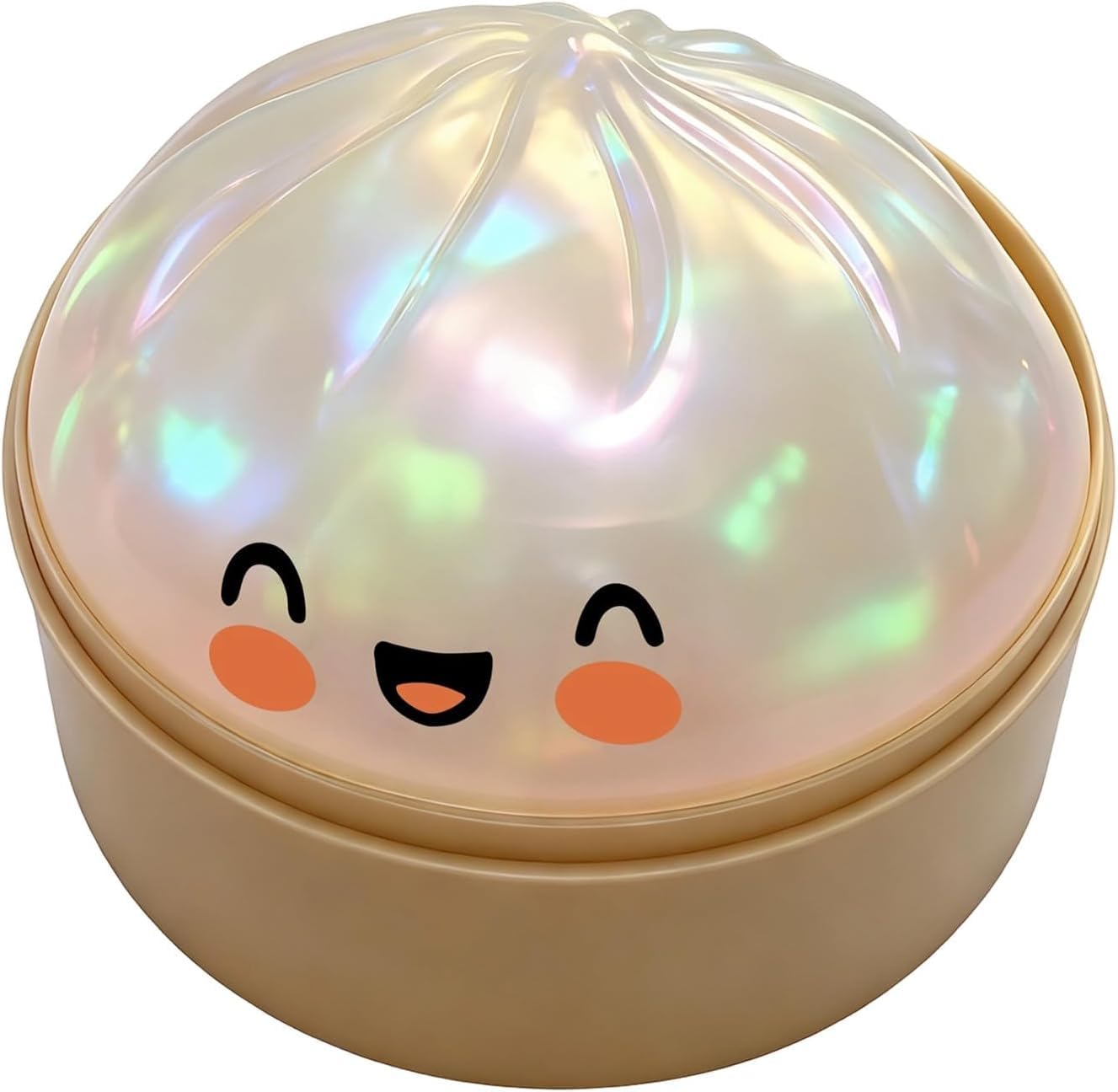 Giant Glitter Bun Squishys Toy, Stress Relief Bao Bun Squishys Squeeze Toy with Steamer, Fun Soft Squeeze Stress Ball Sensory Fidget Toys for Kids & Adults Party Favours Birthday Gifts White