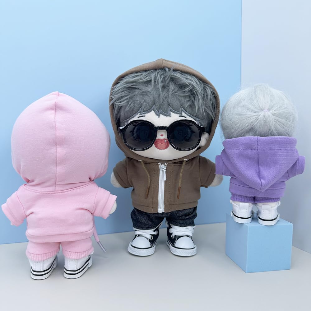 Vêtements Pour Poupée En Peluche 20 Cm - Ensemble Manteau Beige + T-shirt Blanc + Pantalon - Niannyyhouse