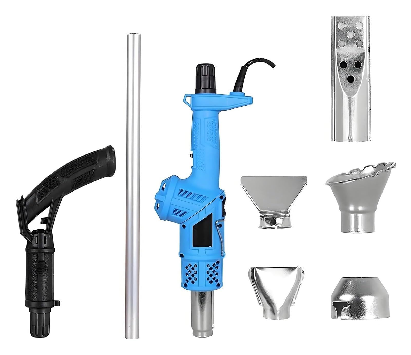Generisch 3-in-1-Elektro-Unkrautbrenner, 2000-W-Thermo-Unkrautvernichter und Heißluft-Heißluftpistole, inklusive 5 Düsen, ideal for Gartengras, Grillzündung, Eisschmelzen(Blue)