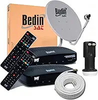 Kit Completo Antena Parabólica Digital Banda Ku + 2 Receptores + LNBF Duplo + Cabo 15m