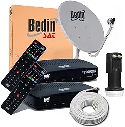 Kit Completo Antena Parabólica Digital Banda Ku + 2 Receptores + LNBF Duplo + Cabo 15m