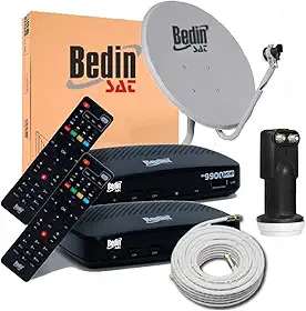 Kit Completo Antena Parabólica Digital Banda Ku + 2 Receptores + LNBF Duplo + Cabo 15m