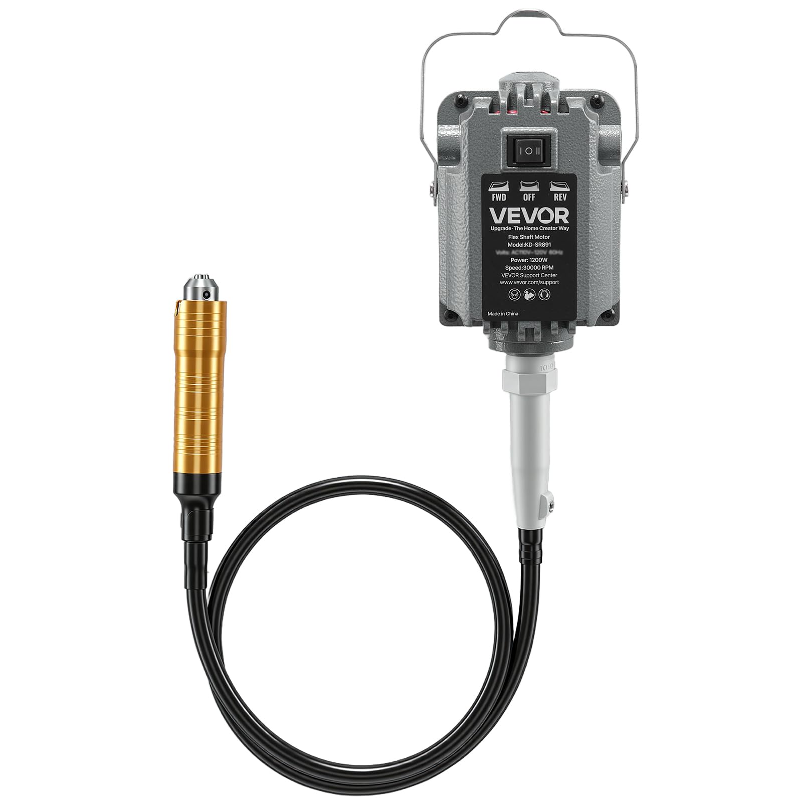 VEVOR Amoladora de Eje Flexible 1200 W 30.000 RPM, Herramienta Rotativa Eléctrica de Eje Flexible, Amoladora Colgante con Control de Pedal, Kit de Accesorios de 112 Piezas para Lijar, Pulir, Cortar