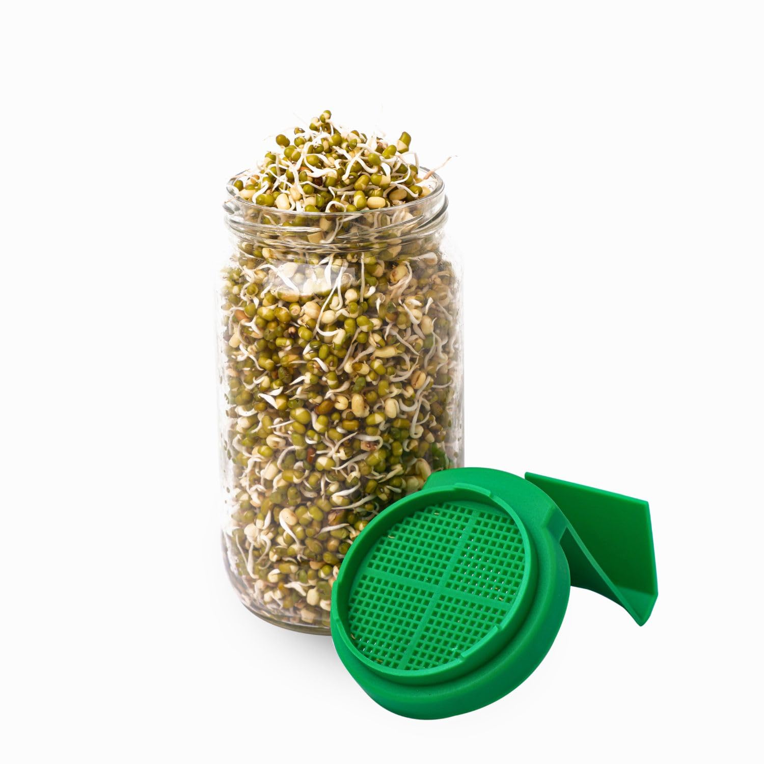 Sponsored Ad - Golden bird Sprout Glass Jar with Green Strainer Lid, Multi Use Container Sprouts Maker for All Seeds & Beans, Sprouts Making with Drainage Stand 720 ML (Sprout glass jar)