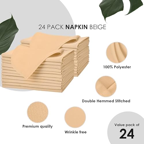 Miniatura 5 de Servilletas de tela de 17 x 17 pulgadas, servilletas de lino 100% poliéster, duraderas y absorbentes, con bordes dobladillos, ideales para fiestas y