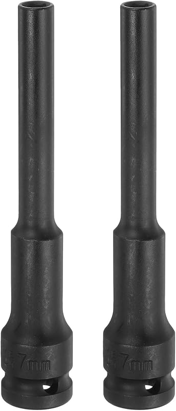 Soquete de Impacto Longo com Parede Fina 7 mm, 6 Pontos, Encaixe Quadrado de 12,7 mm, em Aço Cromo-Vanádio HARFINGTON, Pacote com 2