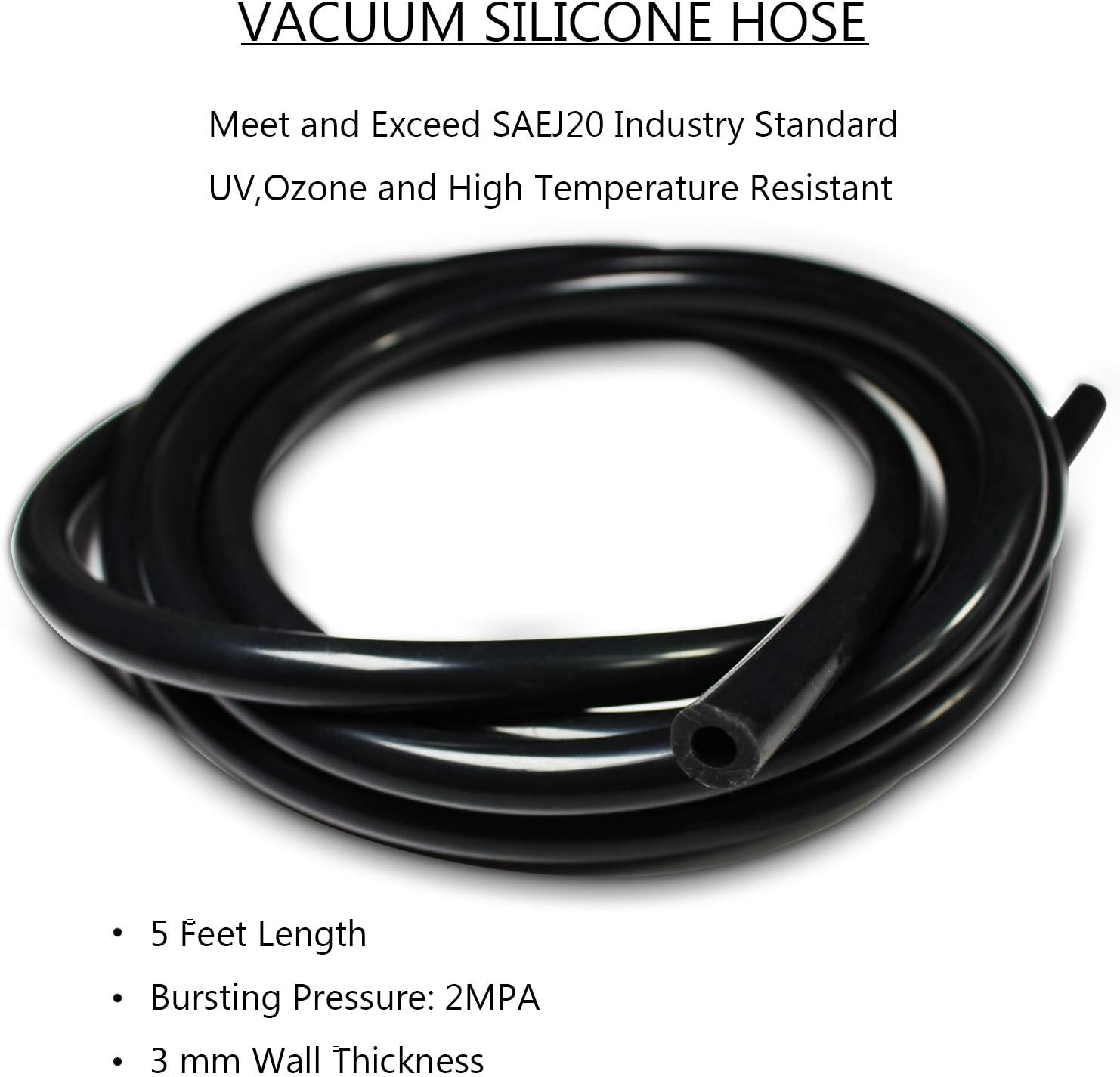 Ronteix Universal High Performance Silicone Vacuum Hose Tubing Line 5 Feet Length(10MM(3/8 Inch),Black) : Automotive