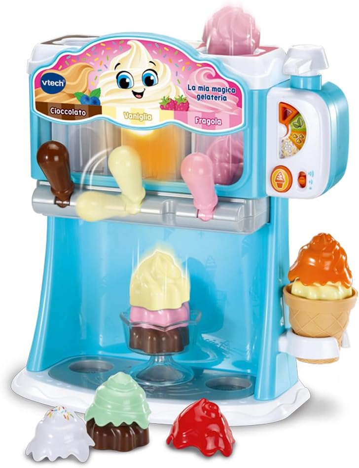VTech La Mia Magica Gelateria, Gioco di Imitazione Bambino, Gelatiera Bambino, Gioco Educativo per Sviluppo Cognitivo, 12 Accessori Inclusi, Lingua Italiana, Batterie Incluse, 2-6 Anni