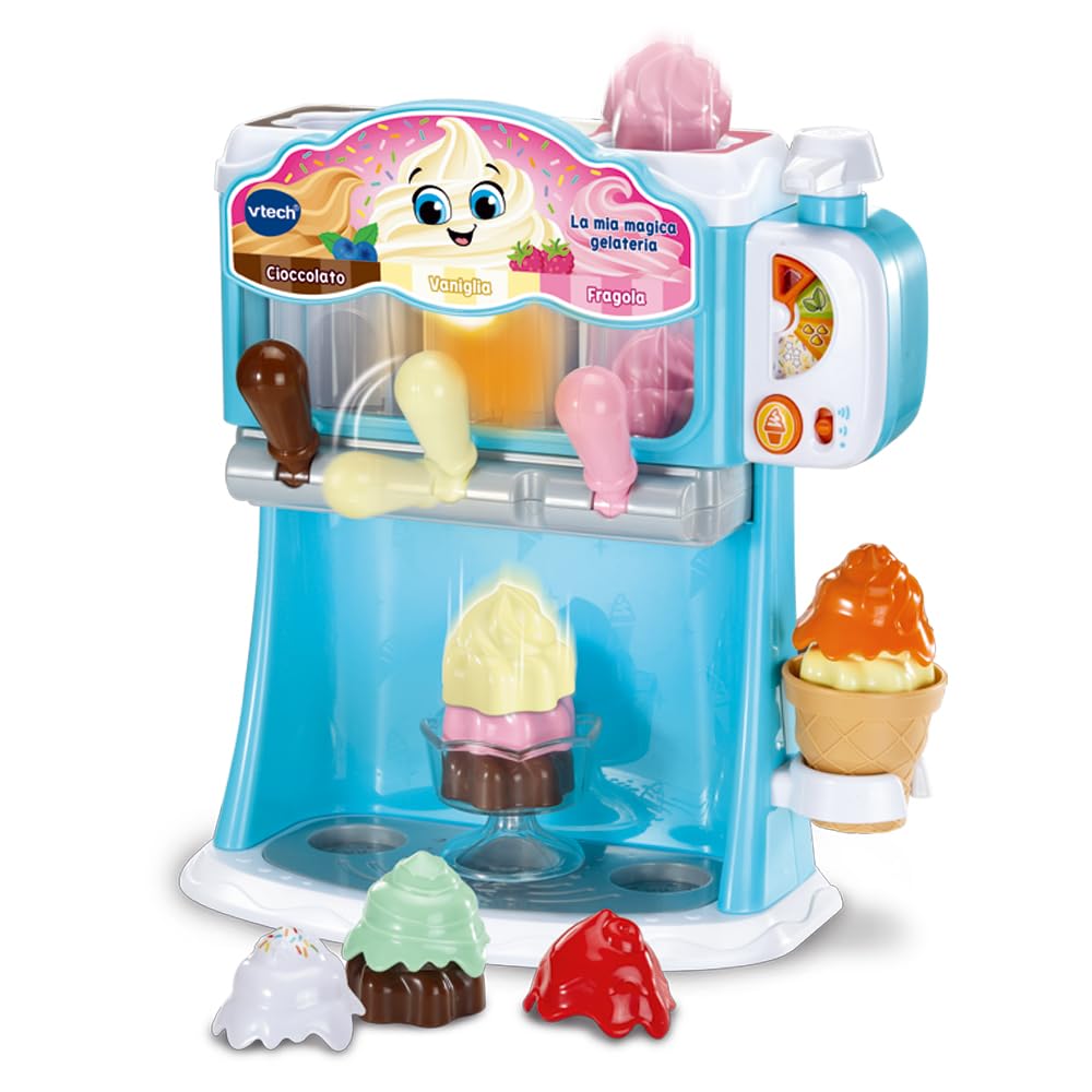 VTech La Mia Magica Gelateria, Gioco di Imitazione Bambino, Gelatiera Bambino, Gioco Educativo per Sviluppo Cognitivo, 12 Accessori Inclusi, Lingua Italiana, Batterie Incluse, 2-6 Anni