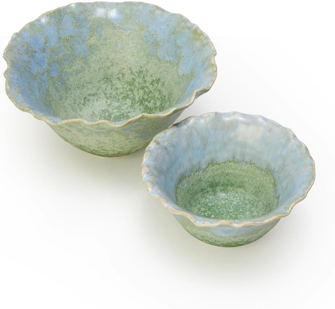Two's Company Artisanal Reactive Glaze Bowls, 6.5-Inch, Stoneware, Set of 2
