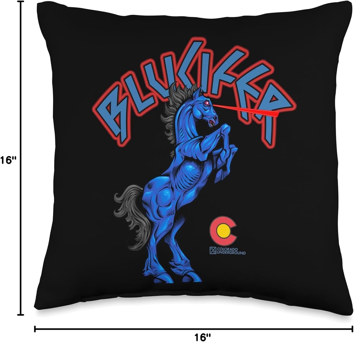 Blucifer The Demon Horse at Denver Airport Colorado Throw Pillow