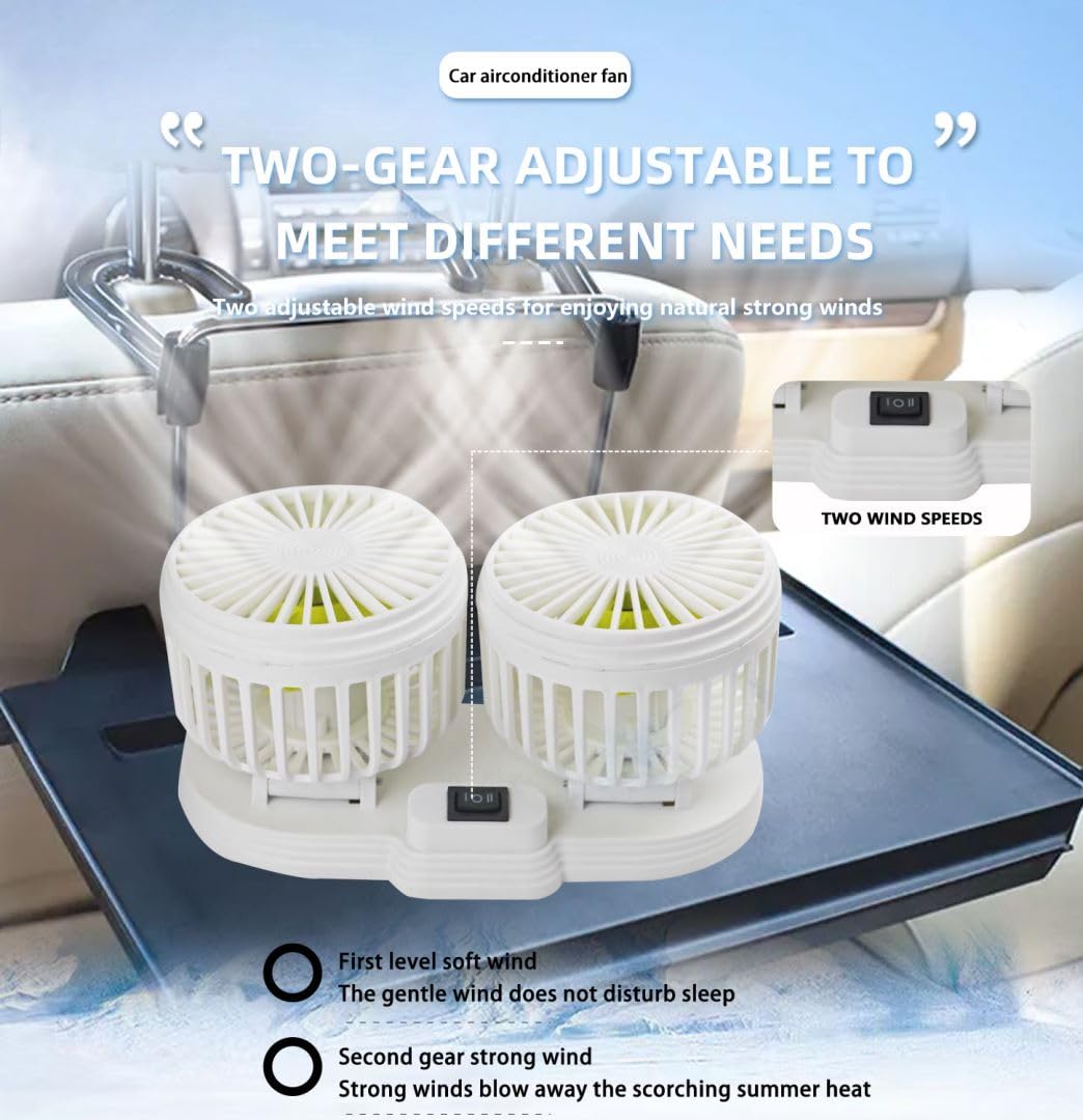 Ventilatore Auto Doppia Testa USB | 360° Rotazione | 2 Velocità | Per Cruscotto Auto E Casa - Foto 8