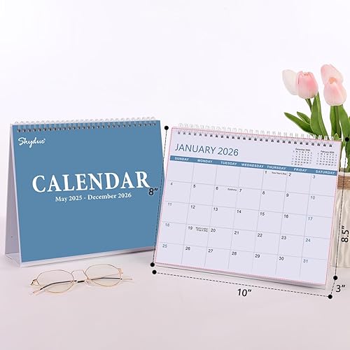 Miniatura 18 de SKYDUE Calendario de escritorio 2026, calendario de escritorio pequeño de 18 meses 2026-2027, enero de 2026 a junio de 2027, calendario de Negro