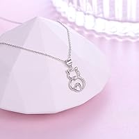 Vista 3 de FLYOW Elephant Necklace Cat Necklace Panda Neklace Horseshoe Necklace Squirrel Necklace Unicorn Necklace Sterling Silver Animal Necklaces for Women