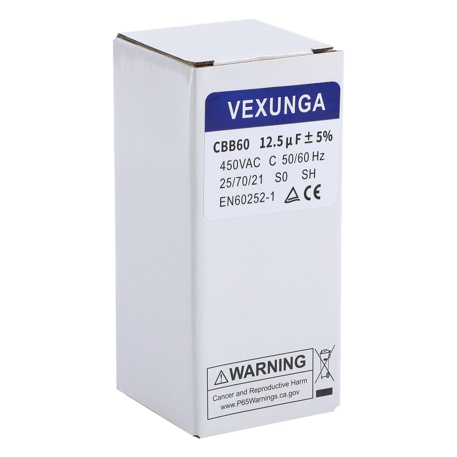 Vexunga CBB60 SH Kondensator rozruchowy 12,5µF 450 V, kondensator silnika AC 12,5 MFD, 40 x 70 mm, 50/60 Hz, z kablem