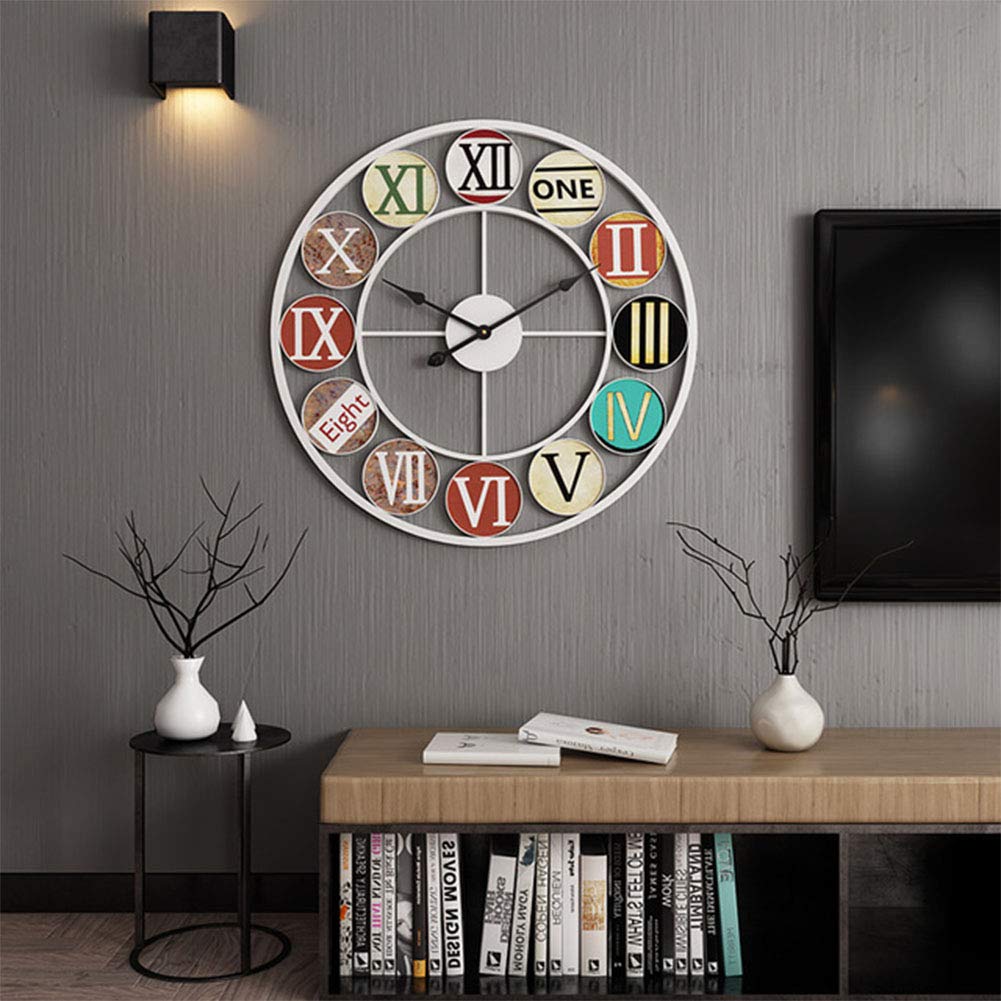 VHKJewE Metal Skeleton Wall Clock With Roman And Arab Numerals, 50cm, 2 Colors(B)