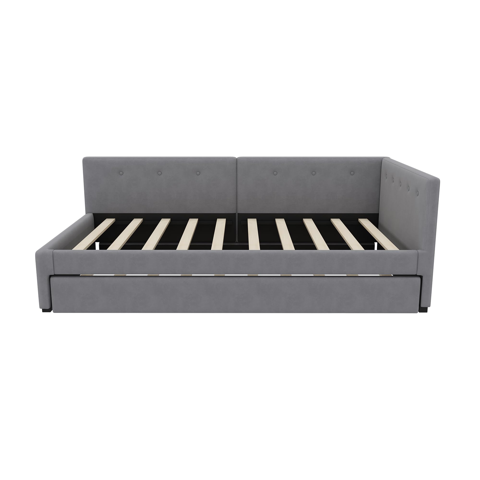 Daybett 90X200cm, Tagesbett mit Rollbett, Schlafsofa, Einzelbett (Ohne Matratze), Minimalistisches Styling (Grau)