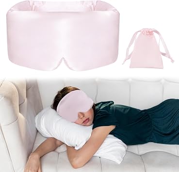 Silk Eye Mask for Sleep, Sleep Mask Eye Covers for Sleeping with Adjustable Band for Sleeping, Manta Sleep Mask Comfortable Weighted Eye Mask for Women and Men, Travel and Naps