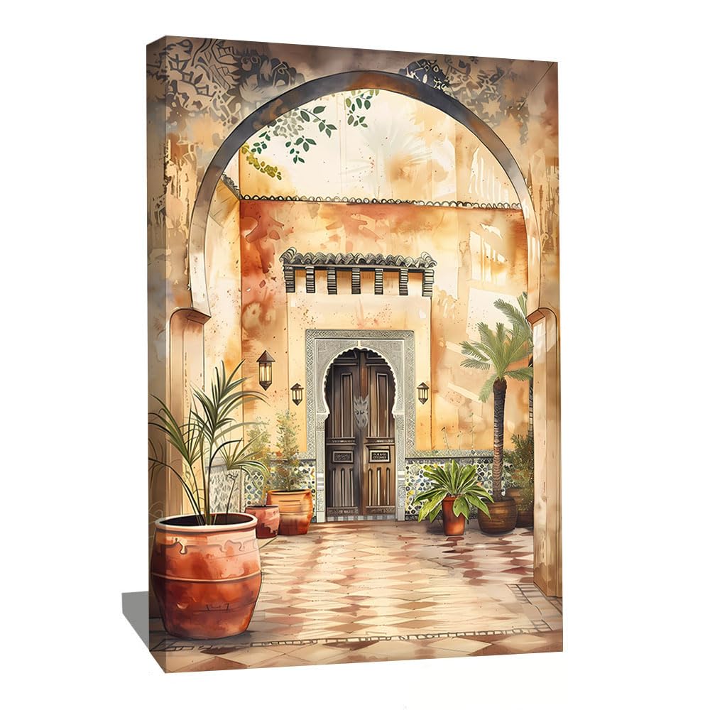 Alessio Cacciatore Tableau Oriental Arabesque Peinture Sur Toile Orientale Impression Sur Toile Avec Cadre Décoration Murale Orientale Idée Déco Mur Salon Tableau Style Marocain (60x40cm)