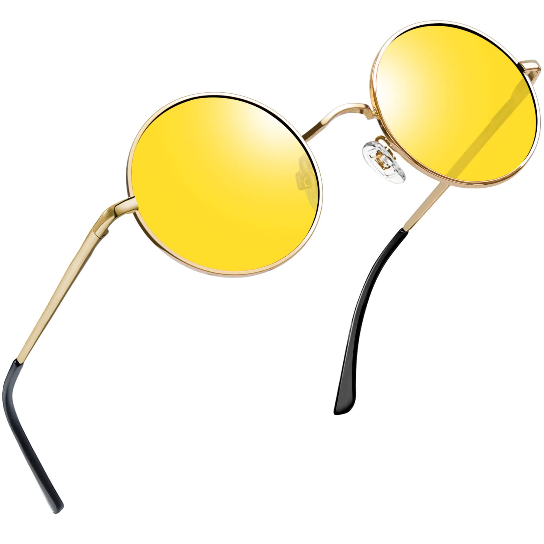 JoopinMen's Sunglasses, Polarized, Round, UV Cut Protection of UV400, Lightweight, Durable, Retro, Fashion, Classic Design, With Case, For Traveling, Outing, Fishing, Driving, Climbing, Black