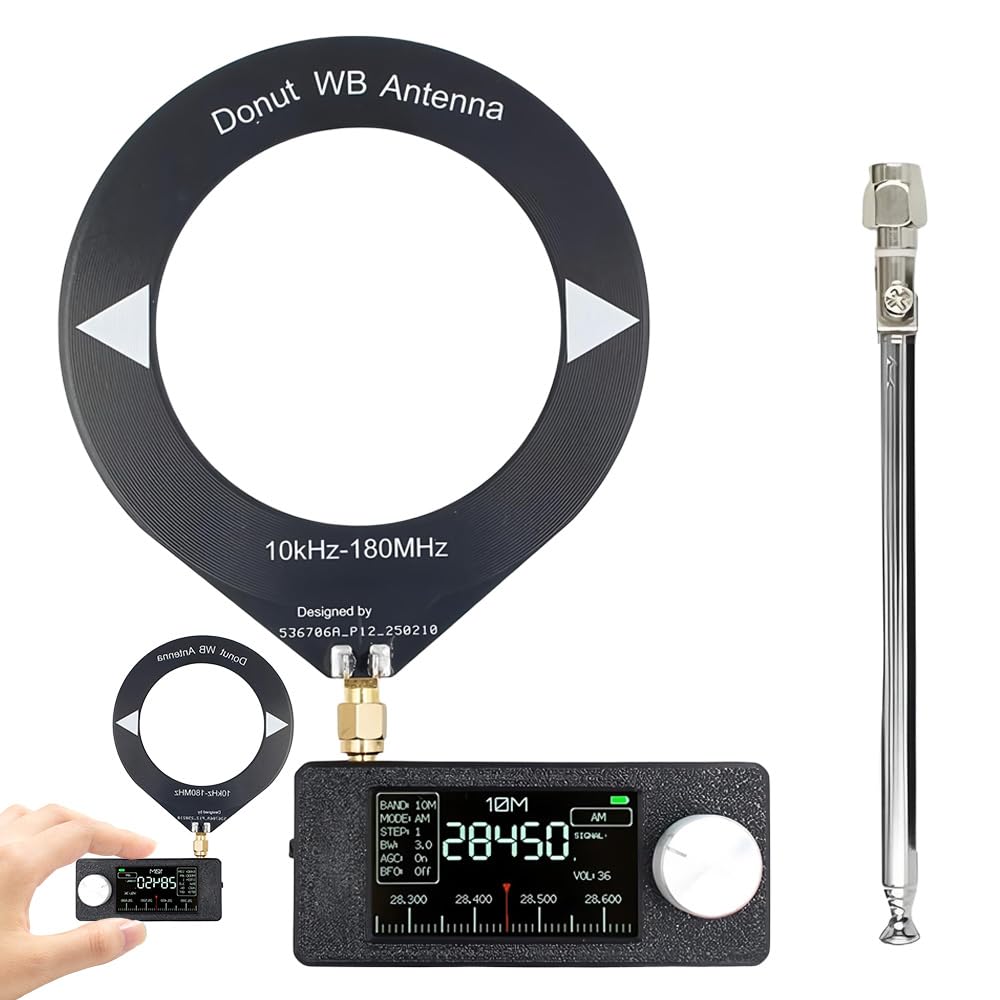 SI4732 Mini Radio, SI4732 Miniradio 0.5-108 MHz, SI4732 Vollband-Radioempfänger, si4732 Taschenradio mit Teleskopantenne und Donut-Antenne, Tragbares USB Radio ESP32-S3-Steuerung für Wandern