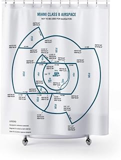 Miami International Airport (MIA) VFR Class B Enhancement Graphics Aeronautical Chart Shower Curtains, 71" x 74"