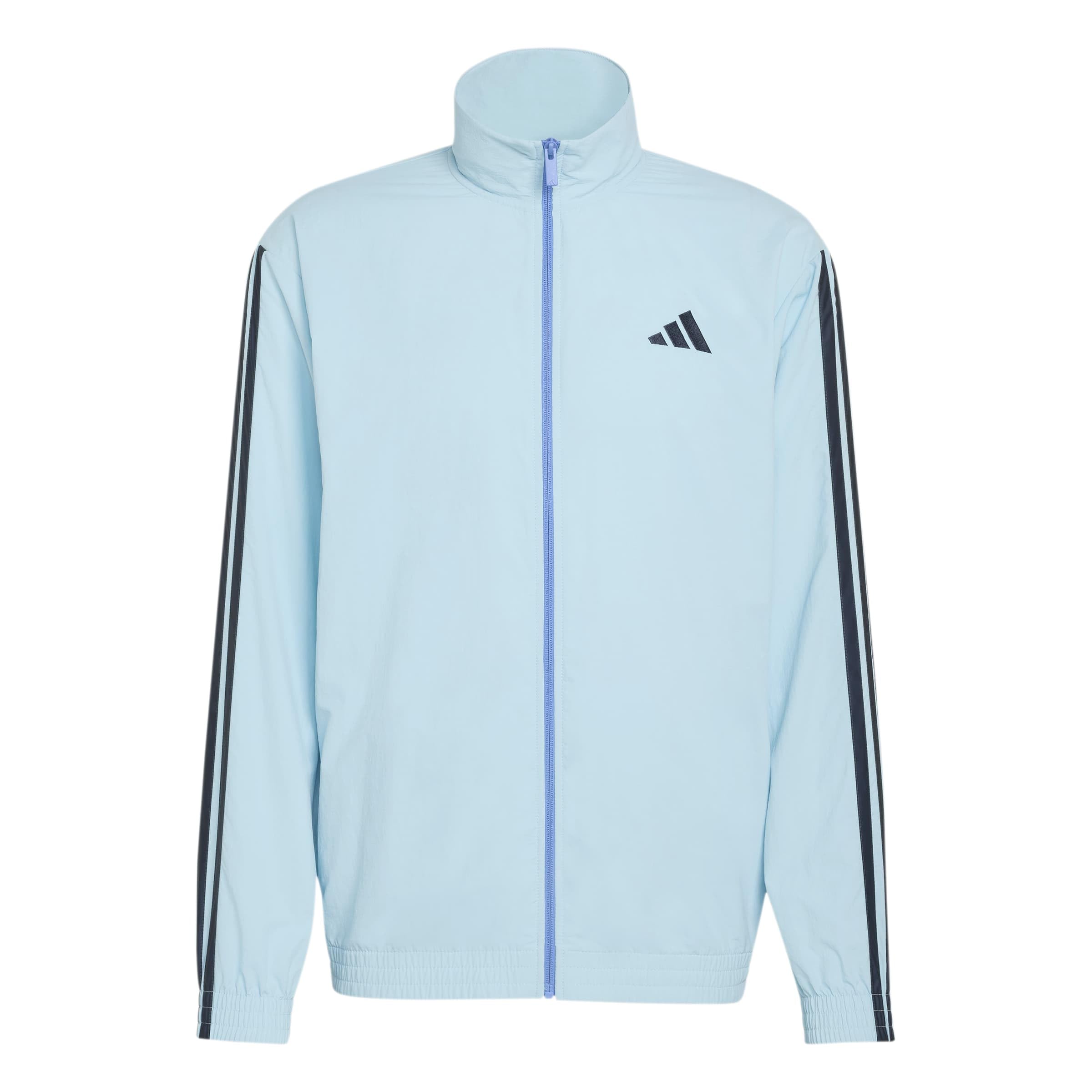 adidas Men's ESSENTIALS 3-STRIPES WOVEN TRACKTOP, icey blue/night navy/night navy/night navy, L