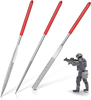 3 Pcs Miniature and Model Files Diamond Needle File Set of Round File, Flat File and Triangular Metal File, Plastic Miniatures Mini Needle Jewelry File Set for Jewelers Glass Wood Carving Craft
