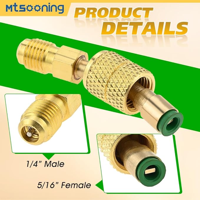 Kit de Válvula de Bola para Refrigerante de Aire Acondicionado Mtsooning 1/4" SAE miniatura 6