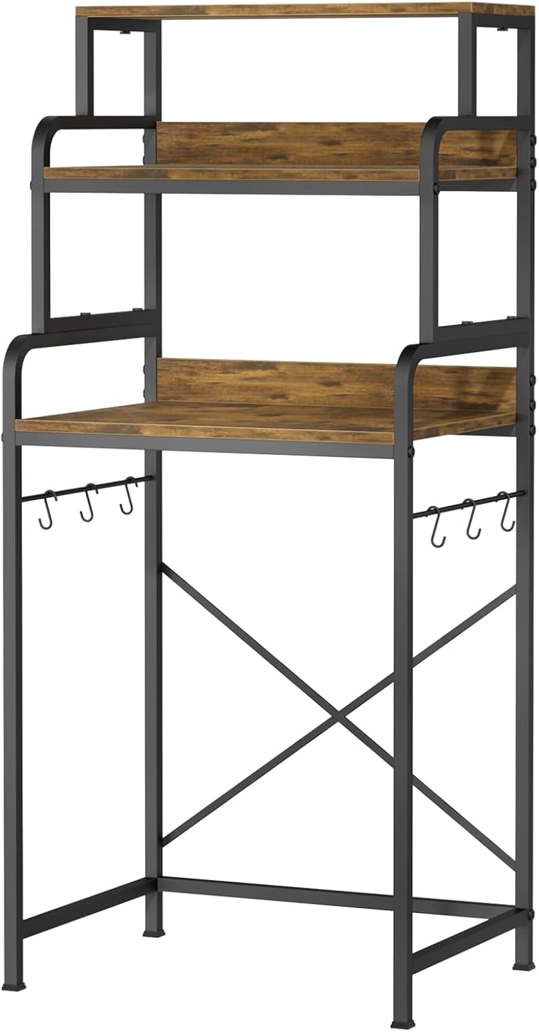 4-Tier Mini Fridge with Storage,Mini Fridge Shelf,Microwave Stand with Storage,Bakers Rack with Storage Shelf,Microwave Oven Stand with,Mini Fridge for Dorm