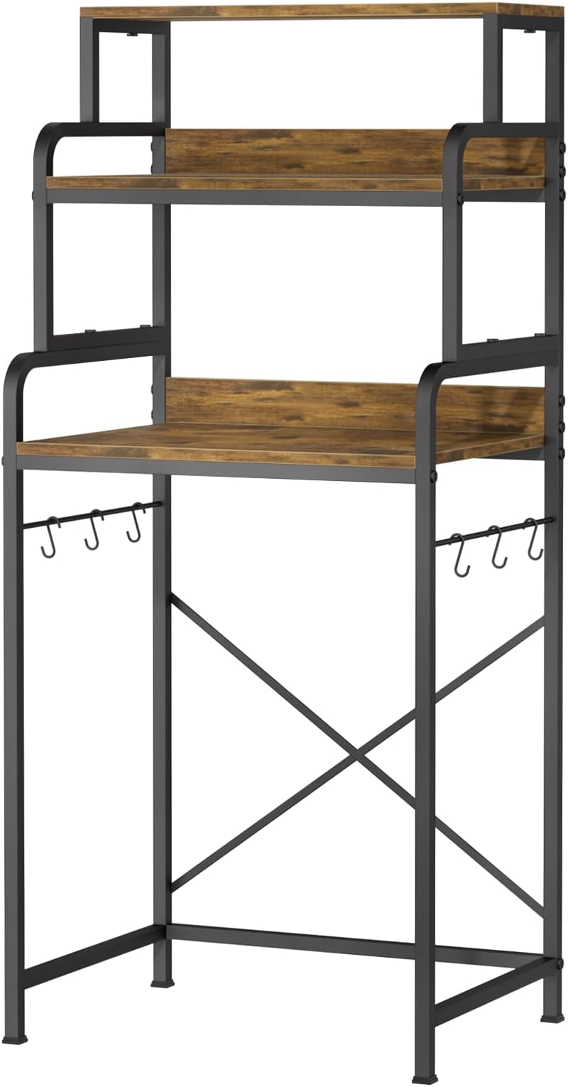 COCOLUCKY 4-Tier Mini Fridge Stand with Storage,Mini Fridge Shelf,Microwave Stand with Storage,Bakers Rack with Storage Shelf,Microwave Oven Stand with Storage,Mini Fridge Storage Shelf for Dorm