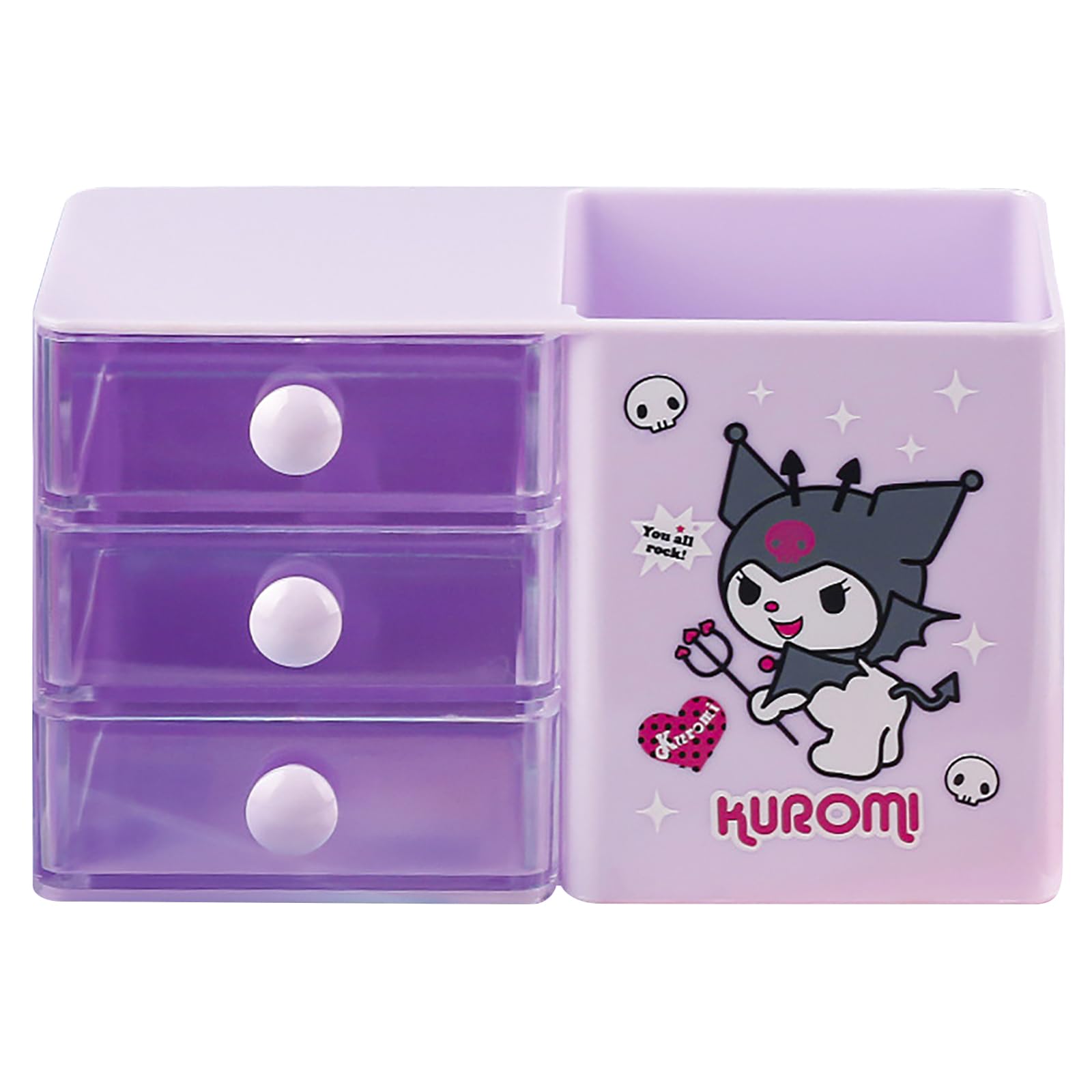 Portapenne Kawaii Con 2 Cassetti Per Scrivania - Organizer Carino Per Bambine E Ragazze Creative, Viola - Foto 9