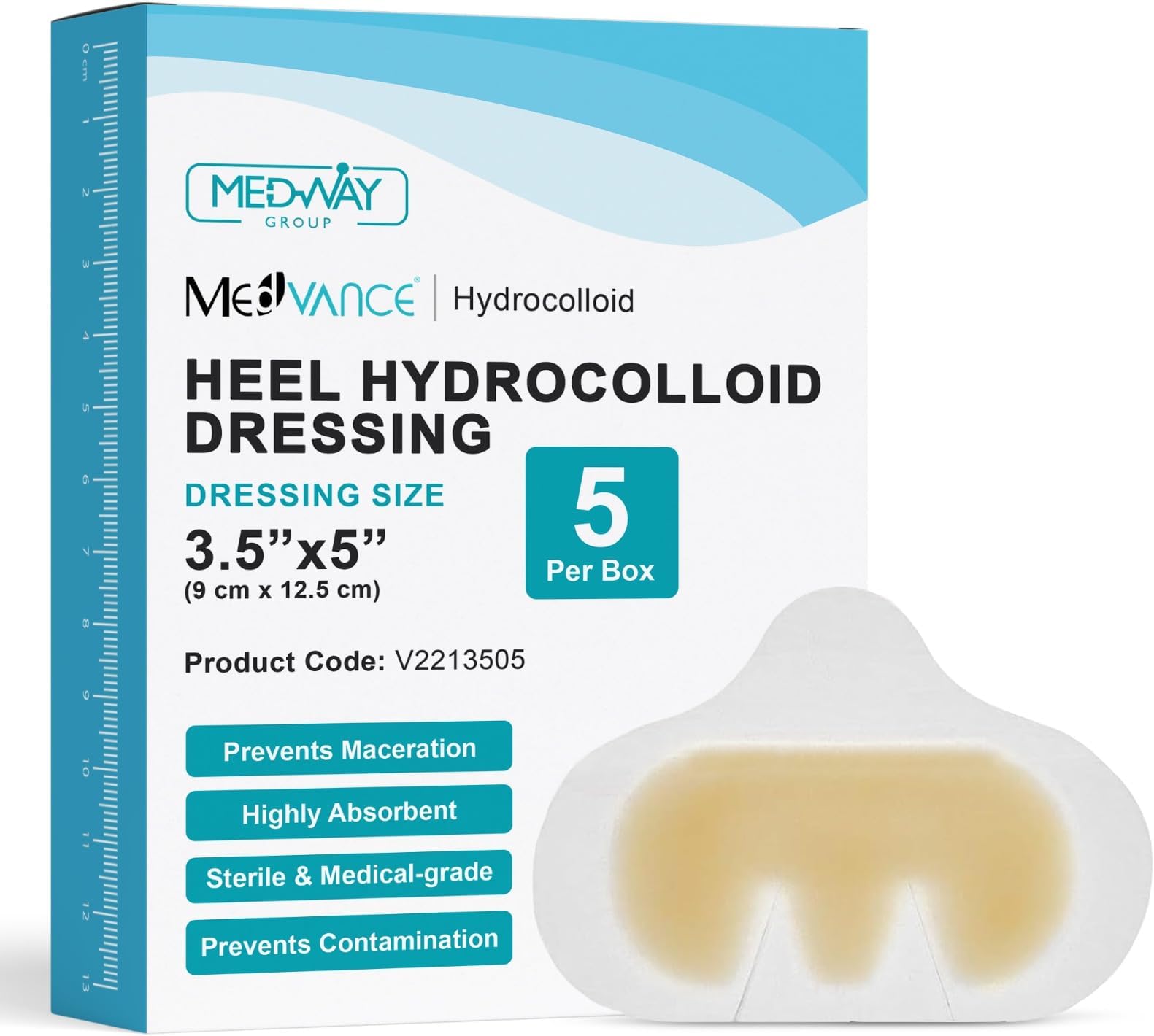 MedVance Hydrocolloid Adhesive Dressing - Heel/Elbow, 3.5"x5" - Box of 5