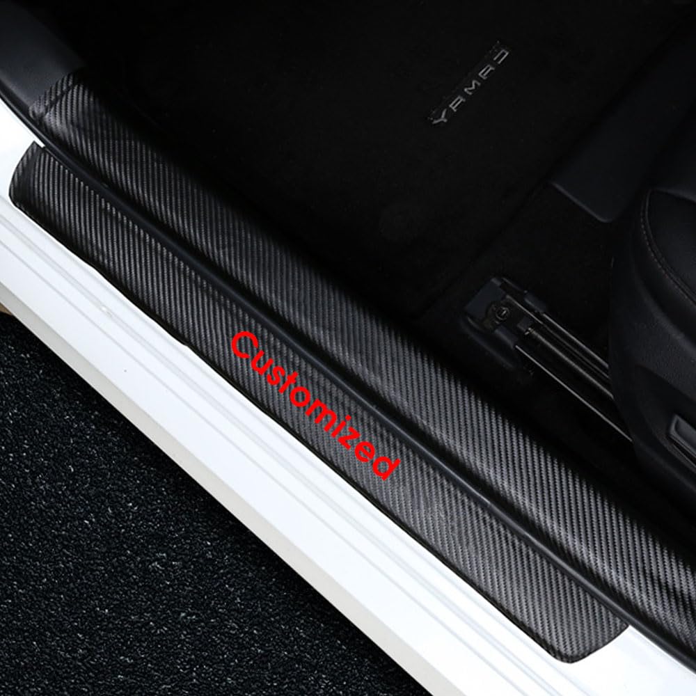 BOYOUS Red Customized Model For Chevrolet Blazer Camaro Colorado Equinox Silverado 1500 Tahoe Traverse Trax Carbon Fiber Style Leather Door Sill