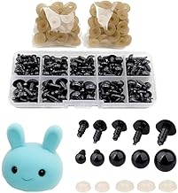 100pcs Safety Eyes for Crochet Stuffed Crochet Eyes with Washers Available Sizes 6mm, 8mm, 9mm, 10mm,12mm Plastic Black Crochet Eyes for Teddy Bear Crochet Toy Stuffed Doll Plush Animal