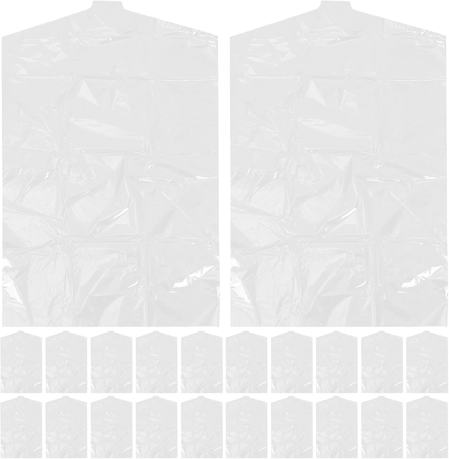 50pcs Plastic Dust Proof Suit Cover for Wool and Long Jackets, Reusable Closet Garment Bags with Hanger Hole, Space-saving Storage Dress Bags for Wardrobes and Closets