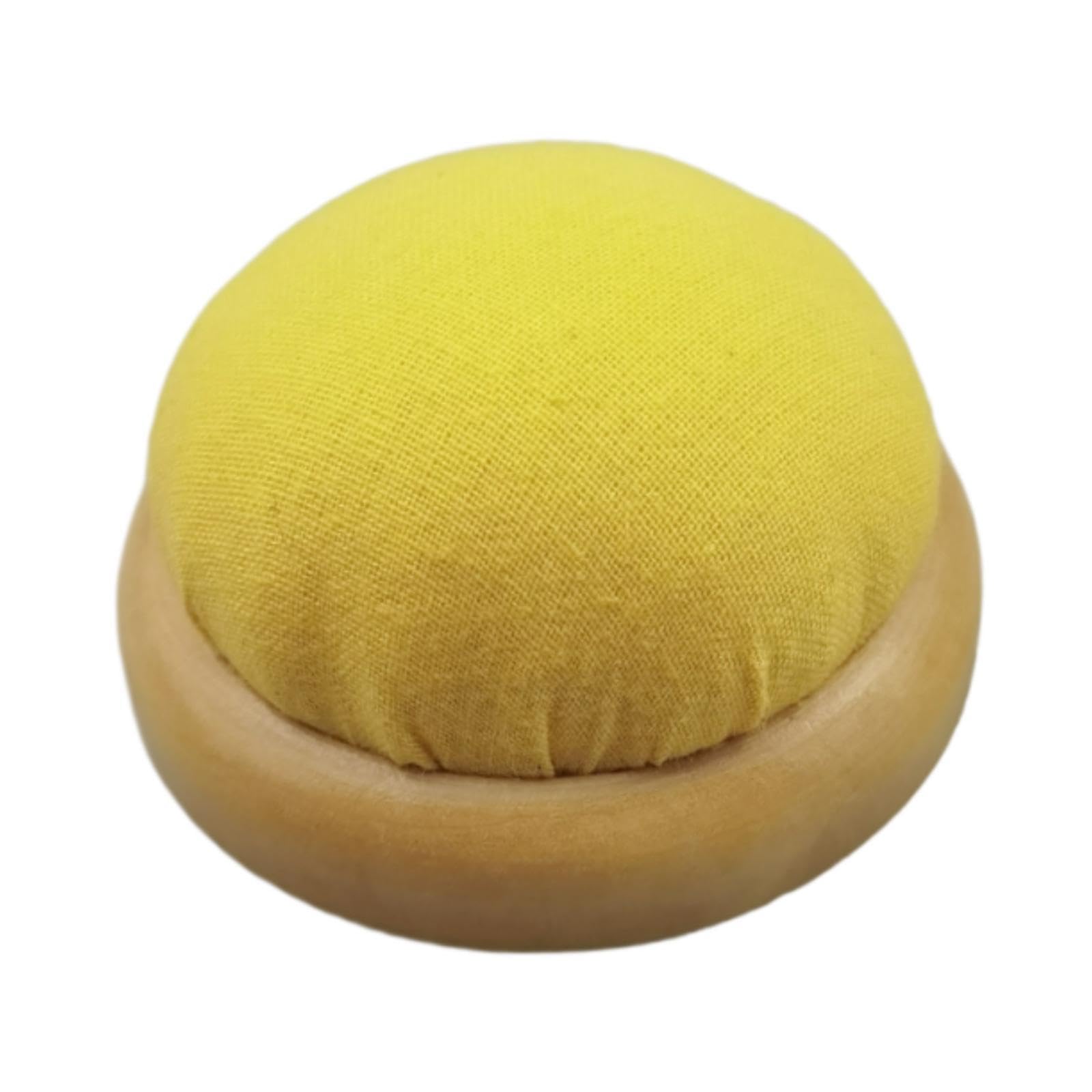 Badiman Pin Cushion Needle Pincushion Handcraft Tool Wooden Base Compact Pin Holder Needle Holder for Hair Clip Sewing DIY Craft, Yellow