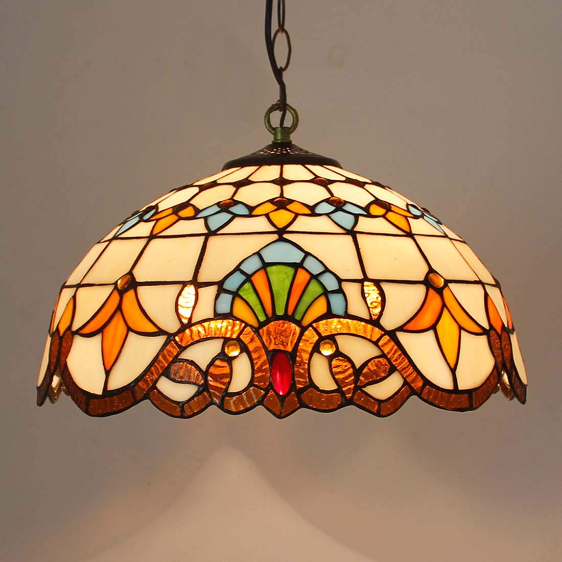 Plafonnier Tiffany en vitrail K luminaire rétro de style ferme pour chambre