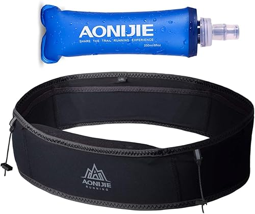 AONIJIE Riñonera de hidratación para correr, con botella de agua suave de 8.5 fl oz, soporte para teléfono para correr, escalar, trotar, ciclismo,
