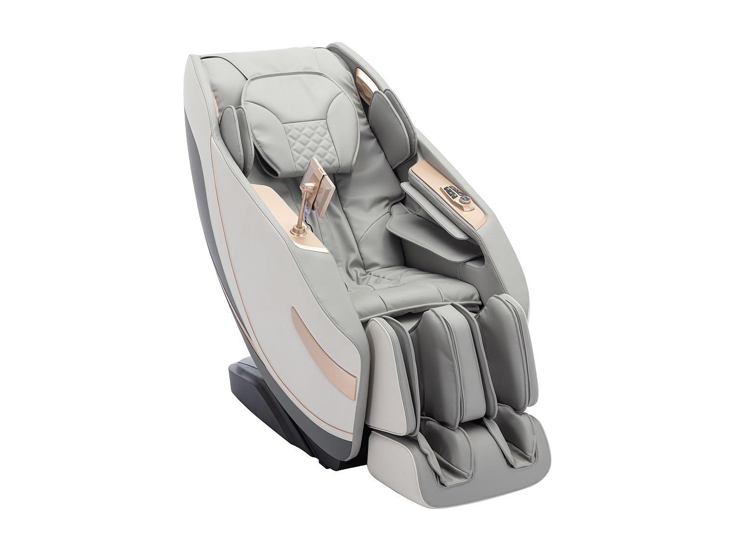 Vente-unique - Sillón de Masaje de Piel sintética - Sistema de Gravedad Cero - Gris - MOWATA