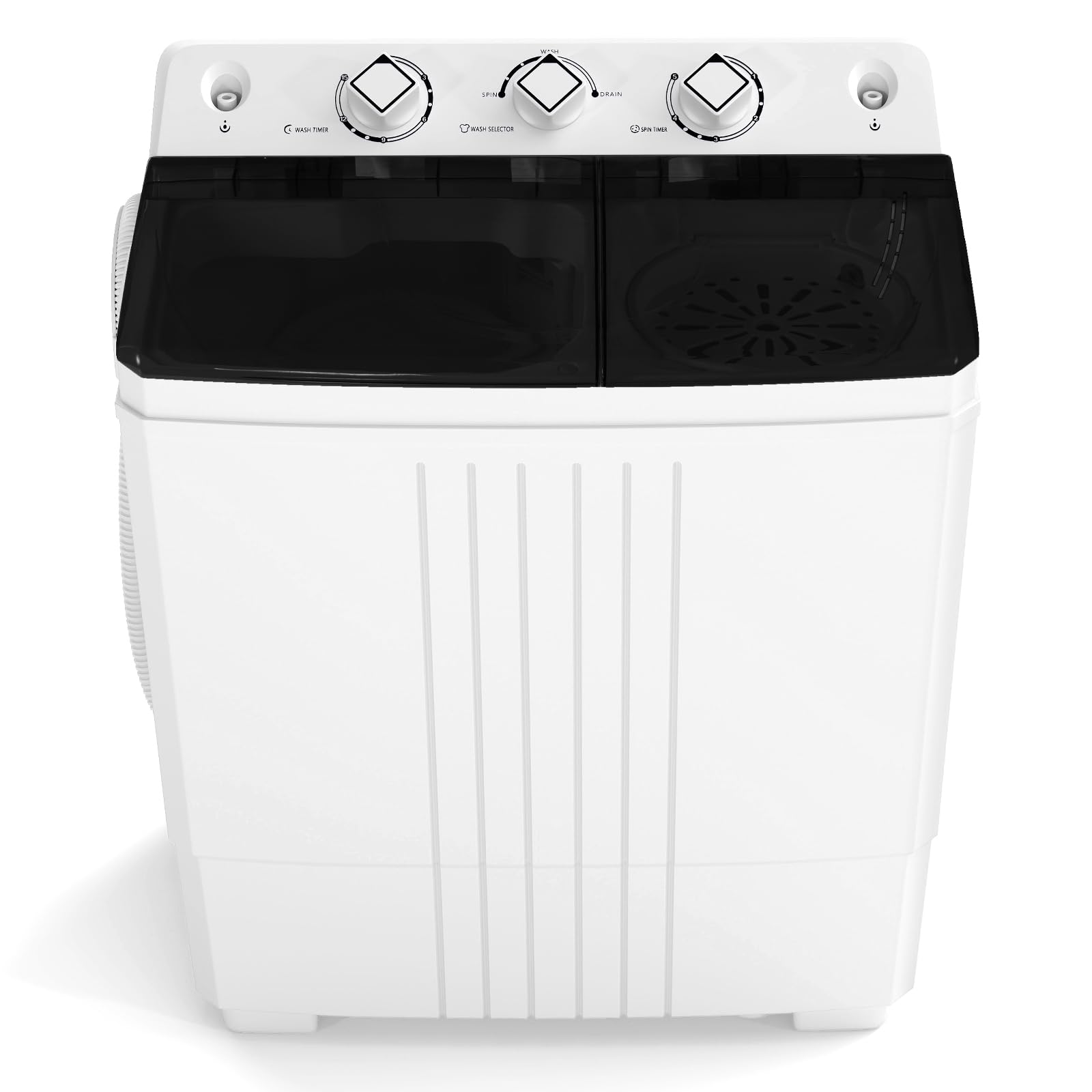 COSTWAY Portable Washing Machine, Twin Tub 20 Lbs Capacity with Drain Pump, Laundry Washer 12 Lbs and Spinner 8 Lbs with Timer Control, Perfect for Apartment Dorm RV, Black+White