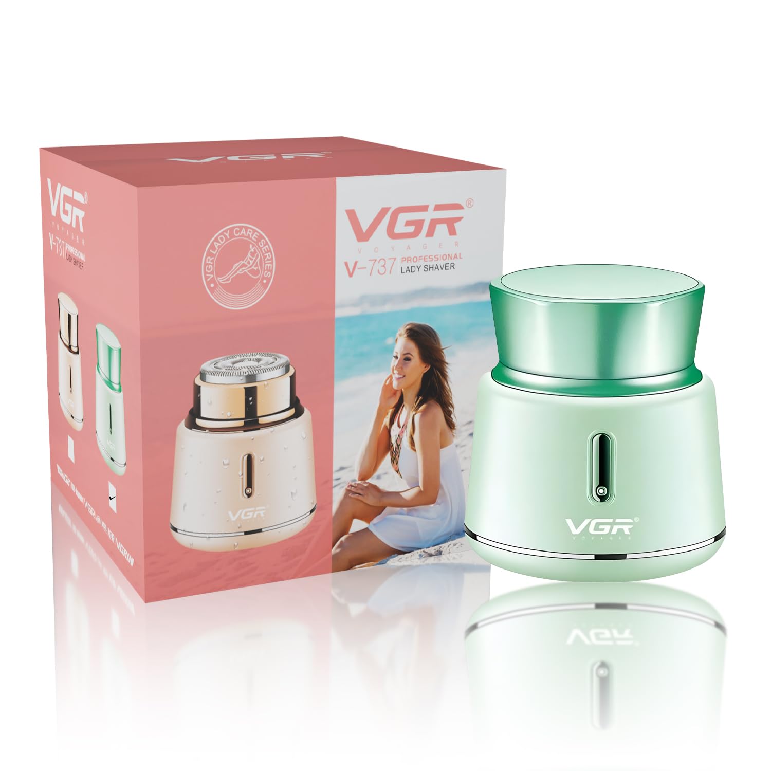 VGR V-737 Professional Rechargeable shaver fully waterproof (IPX5), Portable, Painless & Cordless Shaver for women with USB charger & LED Indicator | 500mAh lithium battery | 2 Year Warranty (Green)