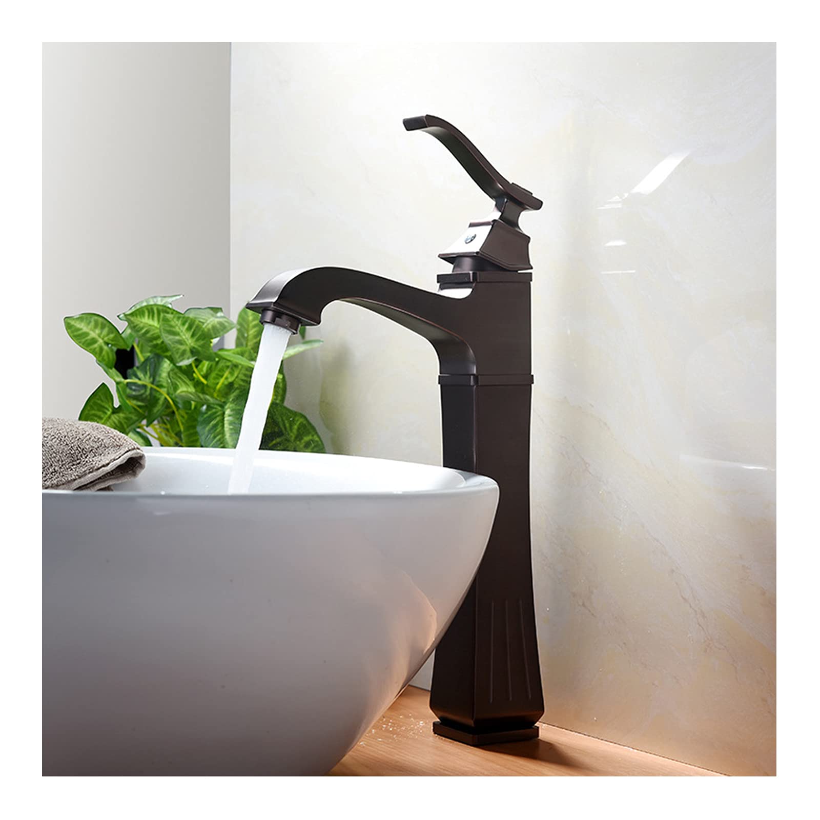 COSZWQDP Bathroom Faucet Brass Sink Single Hole Basin Mixer Tap Handle Vanity ORB Lavatory Low(High basin)
