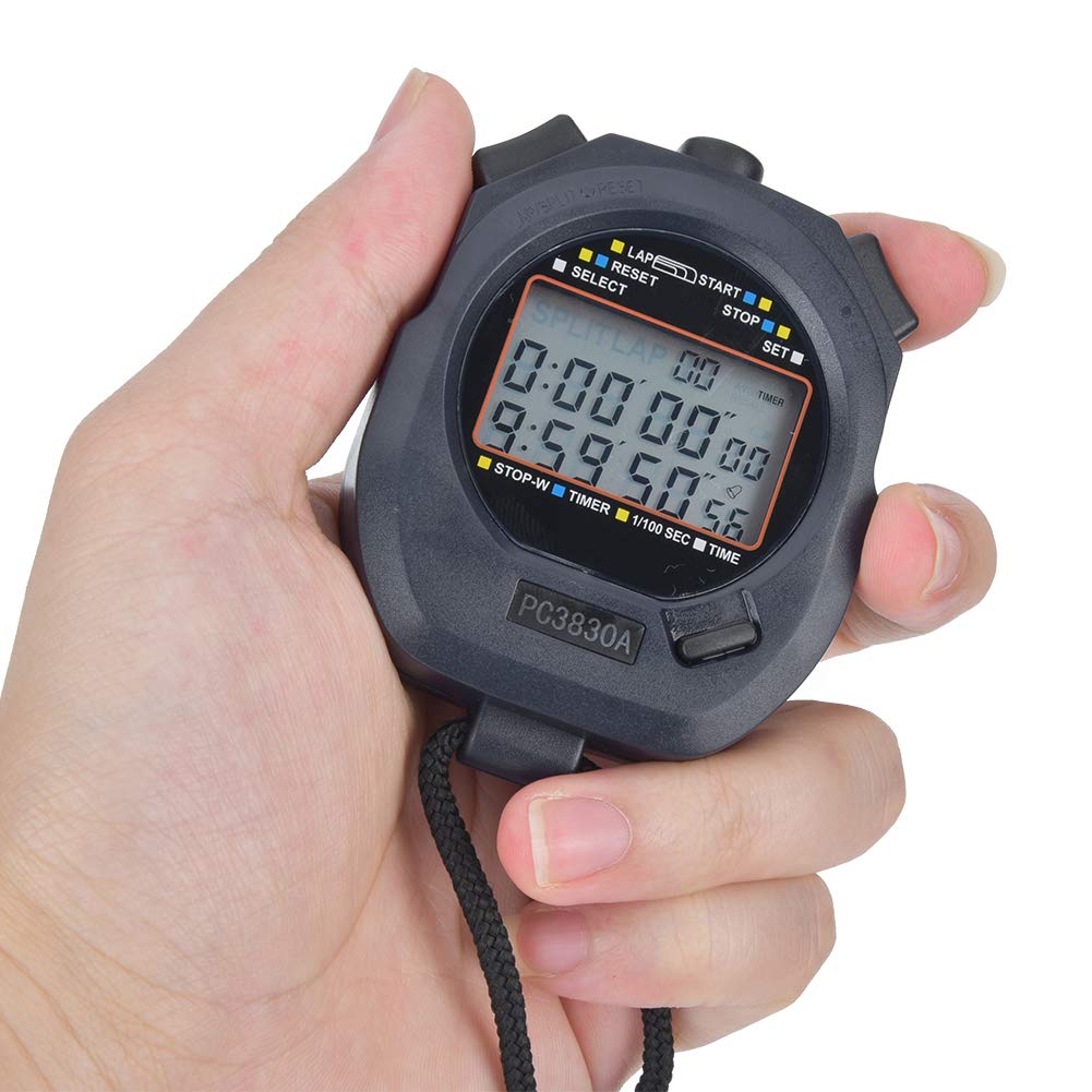 RiToEasysports Chronomètre 1/100 Seconde,Chrono Sportif précis avec Alarme pour Natation, Course à Pied, Fitness, Sport Outdoor